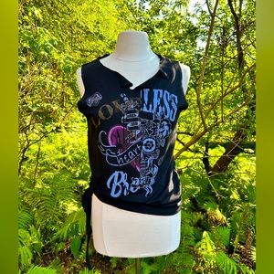 Black Sleeveless Graphic Tee